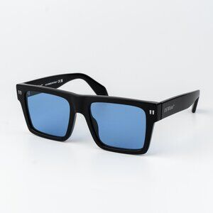 Off-White LAWTON Women Sunglasses Black Blue Square OERI109 1045 NEW AUTHENTIC